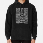 Meeste esmaklassilisest puuvillast Harajuku kapuutsikas Unknown Pleasures tr&uuml;kiga Naljakas stiil &Uuml;mmarguse kaelusega vabaaja pusa S must