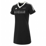 Adidas Logo T&auml;heprindiga Muster V-kaelusega Kampsun Triibuline L&uuml;hikeste Varrukatega Kleit Naiste Kleit Must JC8658 S