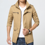 Puuvillane Meeste Jakk Pesta Casual Slim Jakk Kevad S&uuml;gis TRENCHCOAT M khaki