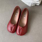 Mood Bailamos T&auml;iesti Uued Split-varvastega Balleriinad Tabi Ninja Naiste Vabaajajalatsid Naine Slip-on Mokassiinid Pehme Tald Mokassiinid Mujer 35 punane