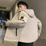 Kapuutsiga jakk meeste kevad- ja s&uuml;gise Korea trendijope Meeste tudengite vabaaja topp 4XL must