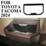 Carbon fiber style rear seat armrest cup holder cover trim for Toyota Tacoma