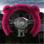 New 3Pcs Winter Plush Fur Car Steering Wheel Cover Hand Brake Handbrake Cover Gear Knob Cover Fluffy Soft Grab cute Styling A-7