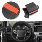 red line red strip For Toyota Land Cruiser 2016- Land Cruiser Prado 2018 Carstyling Steering Wheel Cover Leather Trim