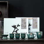 Ge Kiln J&auml;&auml;murdunud K&otilde;rgetasemeline Kung Fu Tee Komplekt Koduseks Kontoriks Vastuv&otilde;tuks Kingitus Keraamiline Teekann ja Tassid Hooldatav