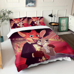 Zootopia Judy Nick Tekikate Komplekt Tekk Voodipesu 3D Laste Voodipesu Komplekt 3-osaline 1 Tekikate Kuninglik Suurus US Twin(172*218cm)3pcs
