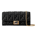 FENDI Baguette Kuldne Logo Kett &Otilde;larihm Monogramm FF Reljeefne Nappa Nahast Baguette &Otilde;lakott Tavaline Naiste Must Gift Box Set (Basic Set + Original Box) must