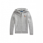 Polo Ralph Lauren &Uuml;hev&auml;rviline Karu T&auml;helogo Tikitud Kapuutsiga Pikkade Varrukatega Kootud Laste kampsun Helehall 323850962-001 S