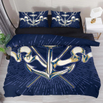 Ankur Mere&auml;&auml;rne Aurulaev Voodipesu Komplekt Ookeani Ranniku Teema Sinise Ja Valge Triibuline Tekikott Lastele T&auml;iskasvanutele Kuninglik Suurus Tekikott EU Single(135*200cm)3pcs