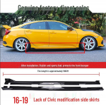 &Uuml;hilduv k&uuml;ljepaneel 10. p&otilde;lvkonna Honda Civic Sportile (2016-2019), S&uuml;sinikkiust muster l&auml;ikivmustas viimistluses. Unfinished Side Skirt