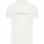 Stone Island Kirjaliku Logoga Pullover &Uuml;mmarguse Kaelusega L&uuml;hikeste Varrukatega T-s&auml;rk Meeste T-s&auml;rgid Valge K1S1521000-20S0081-V0093 XXL