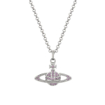 Vivienne Westwood Mini Bas Relief Saturni Ripats Messingist Kaelakee Unisex kaelakee H&otilde;be Lavendel 63020086-02P491 Box+Shopping Bag
