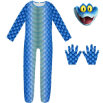 Laste Poisid T&uuml;drukud Loomaaia Madu Gary Tr&uuml;kitud Kombinesoon Kindad Mask Komplekt Halloweeni Cosplay Kost&uuml;&uuml;mid 130cm sinine