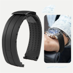 22mm Premium-klassi Kummist Kellarihm Kaardus Otsaga Meeste Kokkupandav Randmerihm K&auml;ev&otilde;ru MIDO Tissot Seastar T120.407 kellarihma jaoks 22mm black