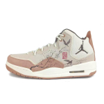 Jordan Courtside 23 Textile, Split Cow Leather Abrasion Resistant Mid top Vintage Basketball Shoes Men's Brown White FQ6860-121(Team352-) 44 white