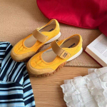 MIUMIU~ Korea mitmek&uuml;lgsed vabaaja spordijalan&otilde;ud naistele, takjapaelaga, pehmest nahast, paksude tallaga, &uuml;mara ninaga, t&ouml;&ouml;le k&auml;imiseks, Mary Jane kingad 35 kollane