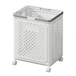 Kokkupandav ratastega pesukorv suure mahutavusega &otilde;&otilde;nes hingav rullitav pesukorv musta pesu korv L valge