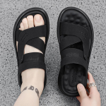 Suvised V&auml;lissandaalid Meestele Vabaaja Sporditossud PU Nahast Libisemiskindlad Hingavad Rooma Kingad Rannaklapid Aiakingad 38 must