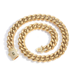 Roostevabast terasest kaelakee 6mm-14mm &uuml;mar lihvitud kr&uuml;pteeritud 14K kullaga kuuba ahel tsirkooniga vedrukinnis titaanterasest ahel 10mm16inch (about 40cm) kuld