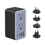 V&auml;lisreiside pinge muundur 220V kuni 100V Maailmaga &uuml;hilduv adapterpistik 1lai pinge&uuml;henduspesa 1 pistikupesa 4 USB-porti x t&uuml;&uuml;pi adapterpistik