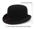 Meeste silinder M&uuml;ts Villane Bowler Hat Derby Hat S&uuml;gis Talv Vintage Briti stiil Jazzik&uuml;bar Presidendik&uuml;bar 11 cm k&otilde;rge mustkunstniku m&uuml;ts S 54-56 black