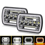 Ruudukujulised 7-tollised esituled 5x7 Ava ja Angel Eye'ga Kahev&auml;rviline L&auml;hi-/kaugtulelamp Jeep Wranglerile Maastikuautole DRL esituled 1pc gray