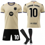 Lapsed Lamine Yamal 25/26 FC Barcelona Nr. 10 Jersyt Hingav Pol&uuml;ester Kollane Noorte Jalgpallikomplekt 110-120 CM kollane