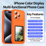 D&uuml;naamiline telefoni&uuml;mbris iPhone'ile Foto&uuml;lekande, Videoesituse, Puuteekraani, Multifunktsionaalse Bluetooth-telefoni&uuml;mbrise jaoks iPhone 17 16 15 iPhone 13 oranž