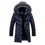 Talveparka meeste massiivne jakk paks soe mantel pikk kapuutsiga jope karusnahast krae tuulekindel polsterdatud mantel, mood meeste L