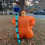 Maskeraadi Halloweeni Oranž Tunkeri Kost&uuml;&uuml;m N&auml;gu Paljastatud, Kollase Habeme ja Kulmudega One Size red