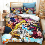 3D Prindiga Anime Seitse Surmapattu Voodipesukomplekt Poistele T&uuml;drukutele &Uuml;hekohaline Kuninganna Suurus Tekikott Padjap&uuml;&uuml;r Voodi Lapsed T&auml;iskasvanud Kodutekstiil 135x200cm