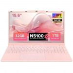 Auusda s&uuml;learvuti 15,6'' - Salvestusruum 32 GB + 1 TB SSD - Intel Celeron N5100 - Windows 11 s&uuml;learvuti FHD 5G/2,4G WiFi Roosa