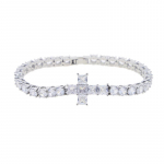 Lahe Hip Hop Meeste Punk stiilis 5A kuupmeetriline tsirkooniumiga p&auml;rlitega k&auml;ev&otilde;ru Iced Out Bling Tennis keti ristiga ripatsiga 18cm
