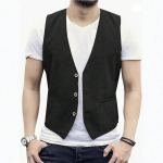 Linane Meeste Vest Pulmad Pruut &Uuml;hev&auml;rviline Vest Retro Vintage Banketi Gilet Meeste Vest &Uuml;likond M must