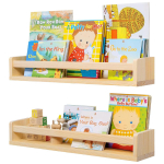 2-osaline komplekt t&auml;ispuidust seinariiul ujuv lasteaia raamaturiiul lastele raamatute, m&auml;nguasjade, dekoratiivesemete hoidmiseks (Beige,M) beež