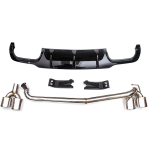Mercedes-Benz C-klassi W204 C63 Tagumine difuusor ja v&auml;ljalasketoru uuendus (2010-2014) Gloss Black Rear Diffuser + Silver Tailpipe black