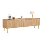 TV-kapp, madal kapp struktuurse uksega, TV-m&ouml;&ouml;bel, kuldsed k&auml;epidemed ja kuldsed jalad, 170 L x 35 L x 47,5 K (cm) 170 x 35 x 47.5 cm looduslik