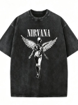Vintagepesu Nirvana Angel 90ndate Grunge L&otilde;tv Unisex Muusikaf&auml;nni T-s&auml;rk S mitmev&auml;rviline
