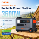 Kaasaskantav Oscal PowerMax 3600SE vastupidav toitejaam, 3600W p&auml;ikesegeneraator 3600Wh LiFePO4 aku, nutikas rakenduse juhtimine kodu jaoks, &otilde;ues, telkimiseks Oscal PowerMax 3600SE-yy