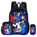 Seljakott 3tk Komplekt M-Mbappe Koolikott Jalgpalli T&auml;ht &Otilde;lakott Pinalid laps Mochila Spordikoolikott Laste Kingitus Rucksack black