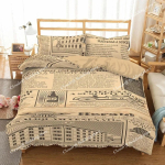 Vana Ajaleheduunikatte Komplekt Vintage Prantsuse Voodipesu Komplekt Pruun Tekikate Poistele T&uuml;drukutele Teismelistele Queen King Microfiber Tekikate 135x200cm