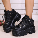 Naiste gooti punk tume must paksude talladega isa kingad Size 37 must