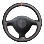 Isemonteeritav libisemiskindel punane &uuml;li&otilde;huke nahast ja stiilne roolikate Volkswagen MK4 VW Golf 4 Passat B5 jaoks DIY autosisu red thread style1