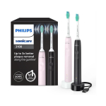 Philips Sonicare 3100 elektriline hambahari, survekontroll ja taimer, Sugar Rose & must, 2-pakend