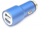 Omega car charger 2xUSB 2100mA Metal, blue (43343)