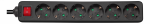 Deltaco Earthed Power Strip with Switch, 6 Sockets, 3m, Black
