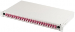 FO patch panel with 19'' 1U accessory, 24x LC dx, OM4, adapters, extendable, grey