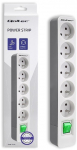 Qoltec 5-Outlet Extension Cord with Quick Switch, 1.8m, White/Gray
