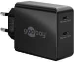 goobay USB-C dual fast charger 36W (black, 2x USB-C, Power Delivery)
