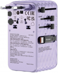 Verbatim Charge 'n' Travel 70W 2C retractable Universal Travel Adapter Purple